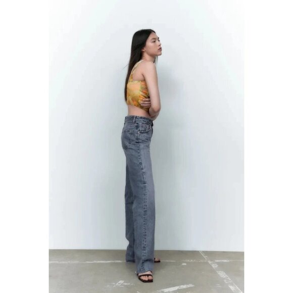 NWOT Zara multicoloured abstract printed tulle corset-inspired crop top, S - Picture 4 of 11